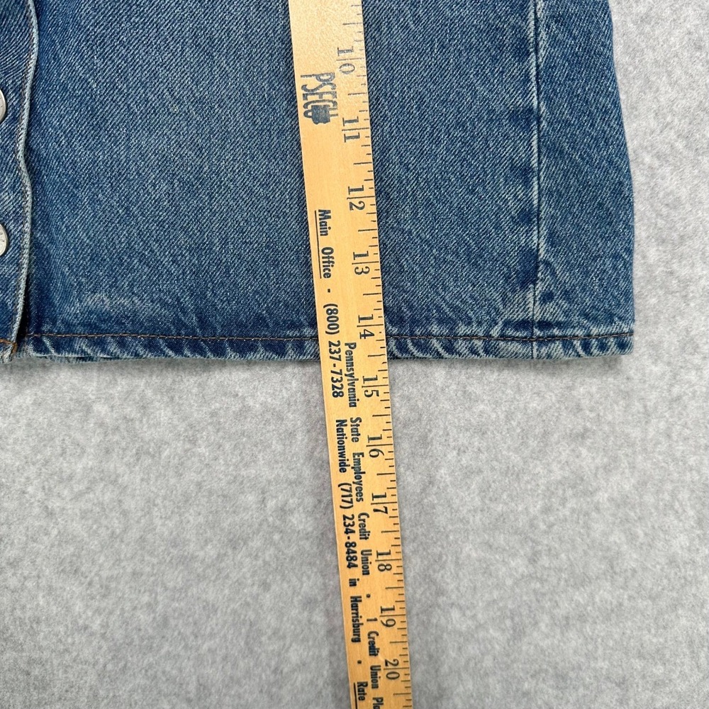 Madewell Stretch Denim A-Line Button Fly Mini Skirt Size 23 Blue - Picture 8 of 9